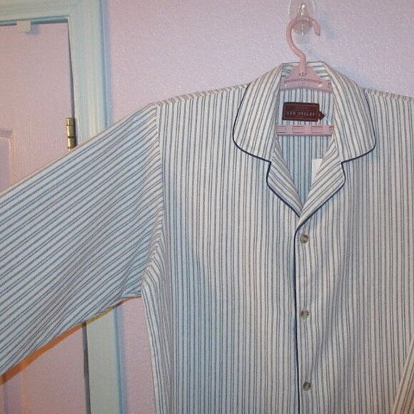 Lee Valley Ireland Men Flannel Pajamas Size L Lounge Relaxed Button Fly 2 Piece - Picture 3 of 12